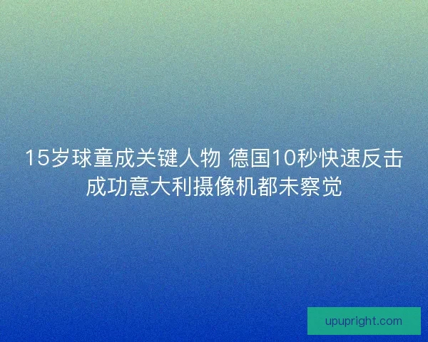 15岁球童成关键人物 德国10秒快速反击成功意大利摄像机都未察觉