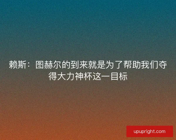 赖斯：图赫尔的到来就是为了帮助我们夺得大力神杯这一目标