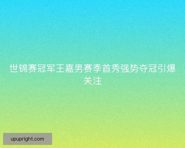 世锦赛冠军王嘉男赛季首秀强势夺冠引爆关注