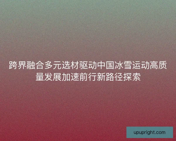 跨界融合多元选材驱动中国冰雪运动高质量发展加速前行新路径探索
