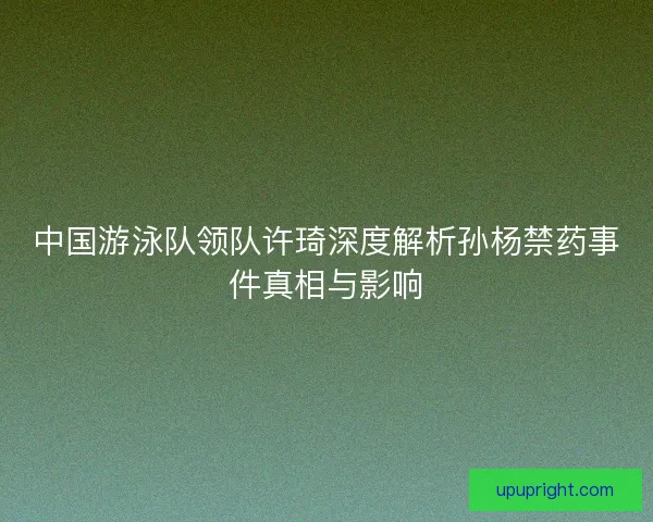 中国游泳队领队许琦深度解析孙杨禁药事件真相与影响