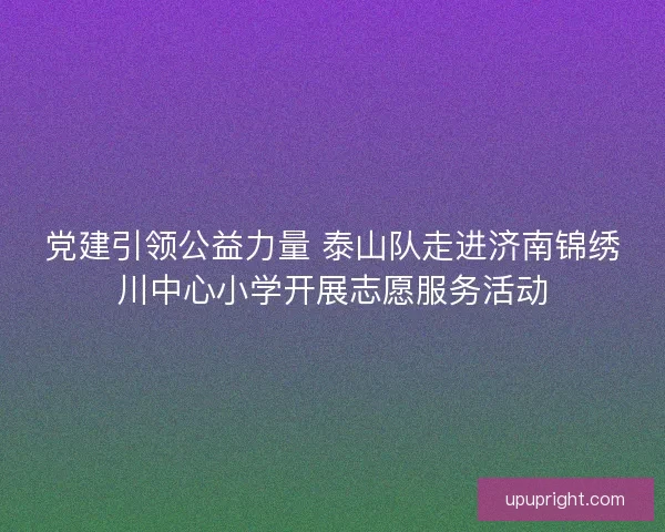 党建引领公益力量 泰山队走进济南锦绣川中心小学开展志愿服务活动