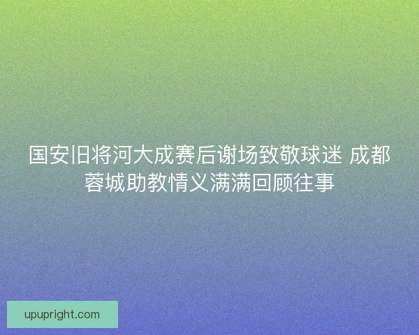 国安旧将河大成赛后谢场致敬球迷 成都蓉城助教情义满满回顾往事
