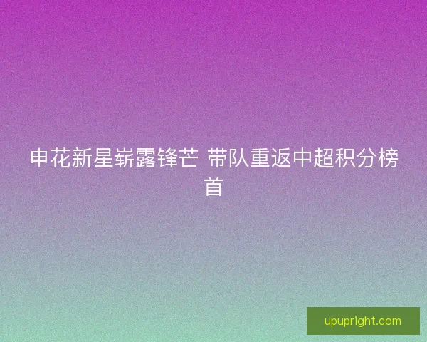 申花新星崭露锋芒 带队重返中超积分榜首